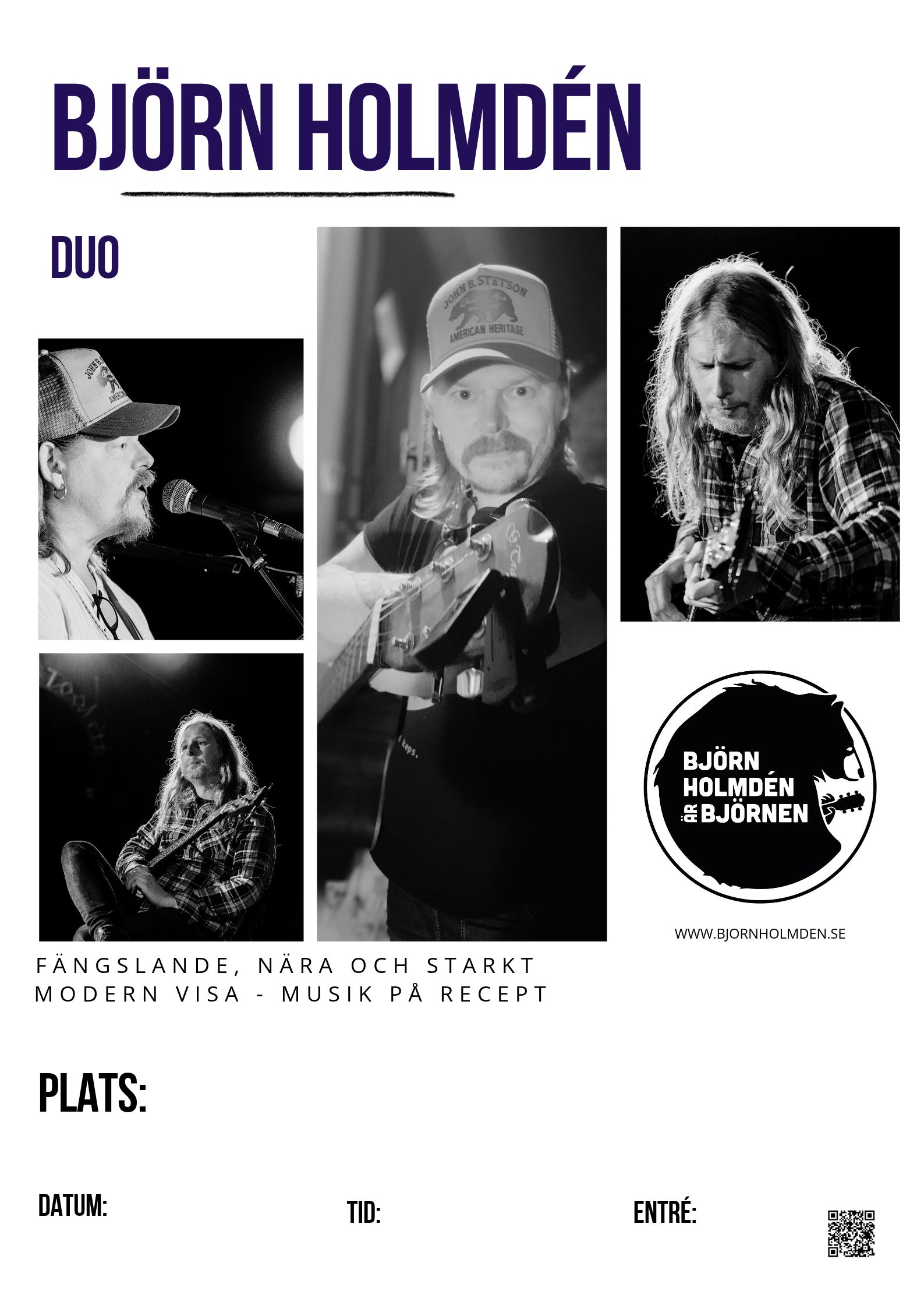 Affischmall för Björn Holmdén duo/trio